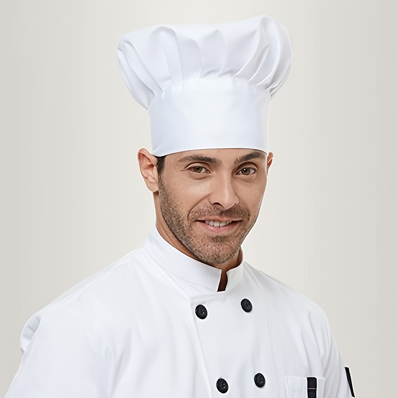 2pcs Chapeaux de Chef pour Femme Homme, Réglable Chapeau de Cuisine avec  Élastique, Respirant Casquette Cuisinier de Boulanger Champignon Toque de