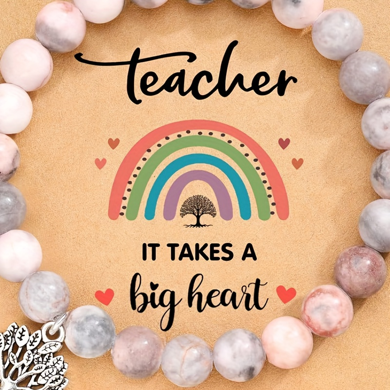 

Elegant Handmade Beaded Bracelet With Tree Charm - , Fashion Jewelry Gift For Teachers