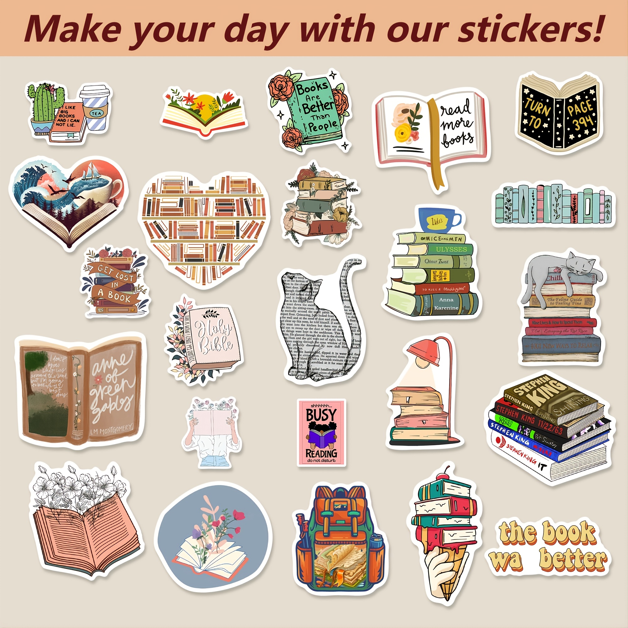 5x Bookish Stickers (Waterproof) by Na, Paperback