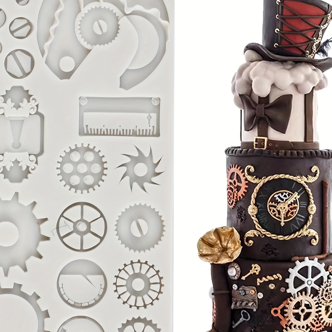 

Steampunk Mechanical Gear Silicone Mold For Cupcake Toppers, Fondant & Chocolate - Cake Decorating Tool, Easy Clean, Oven Safe