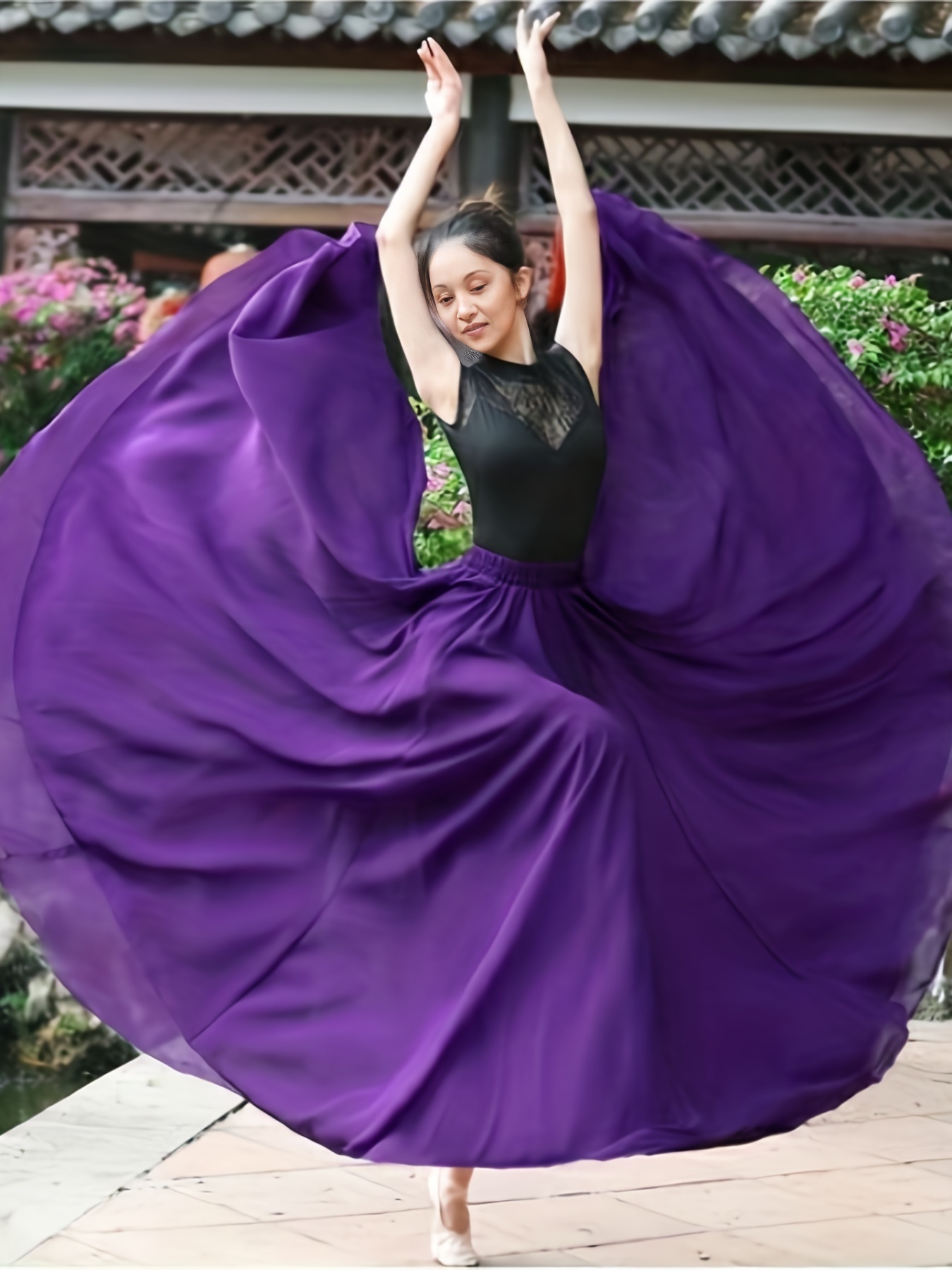 Falda larga de baile flamenca para mujer, estilo tango, corte de escenario