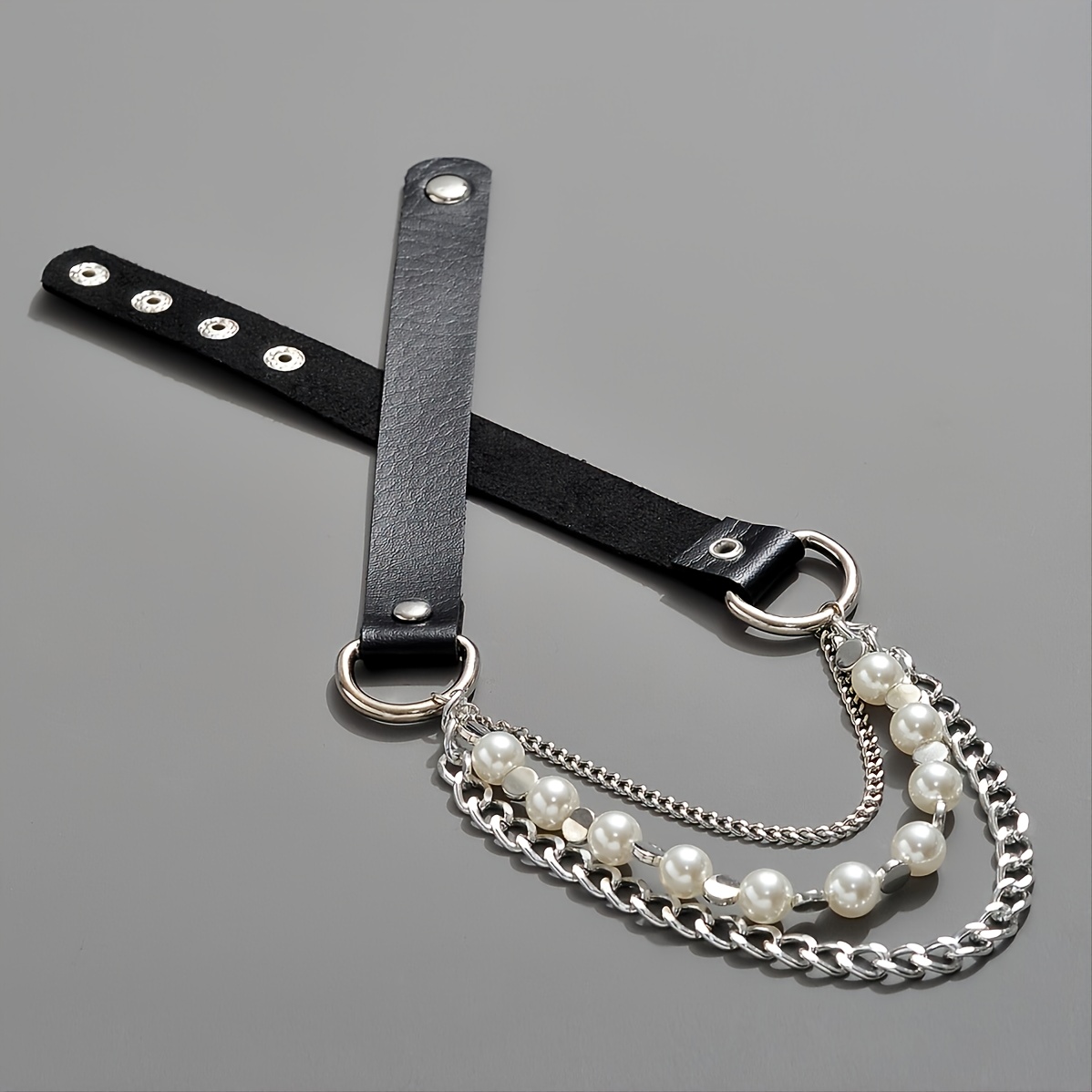 Fashion Women Men Cool Punk Goth Metal Spike Studded Link Leather