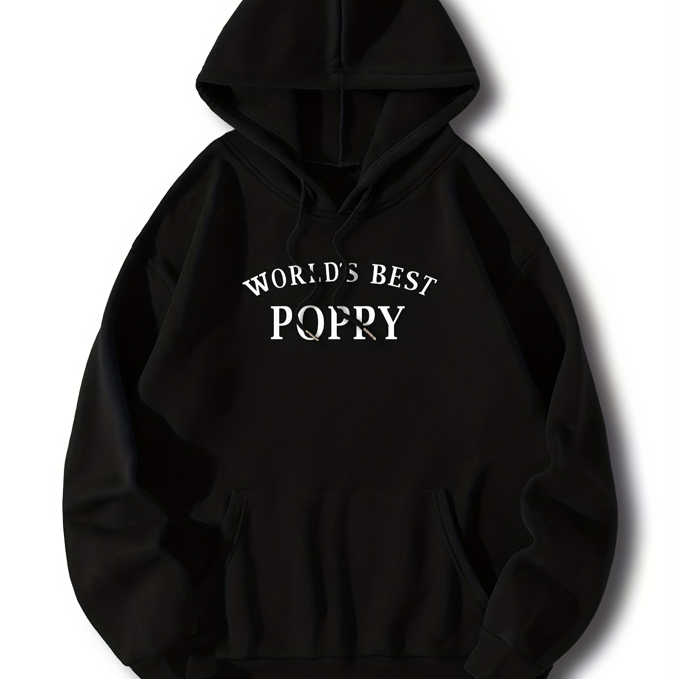 

World's Best Poppy Graphic Hoodie - Casual Knit Polyester Sweatshirt With Front Pocket, Hooded, Slight Stretch, Regular Fit For Fall/winter