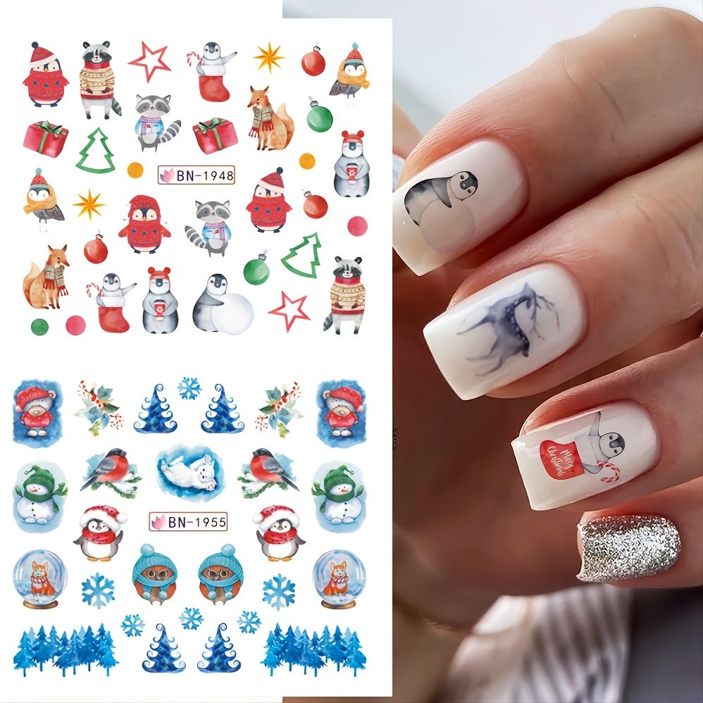 Christmas Nail Art Stickers Snowflake Nail Decals Water Transfer Winter Nail  Stickers Colorful Snowman Reindeer Bell Merry Christmas Nail Tattoo Stickers  For Women Girls | Don't Miss These Great Deals | Temu