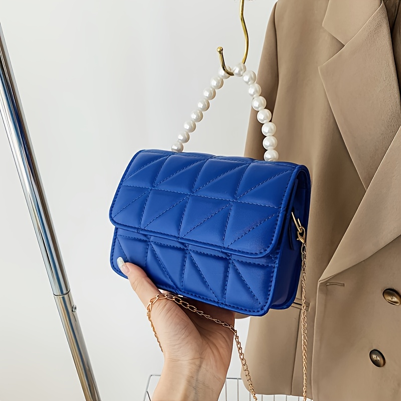 Pearl Handle Handbag, Women's Chain Crossbody Small Square Bag - Temu