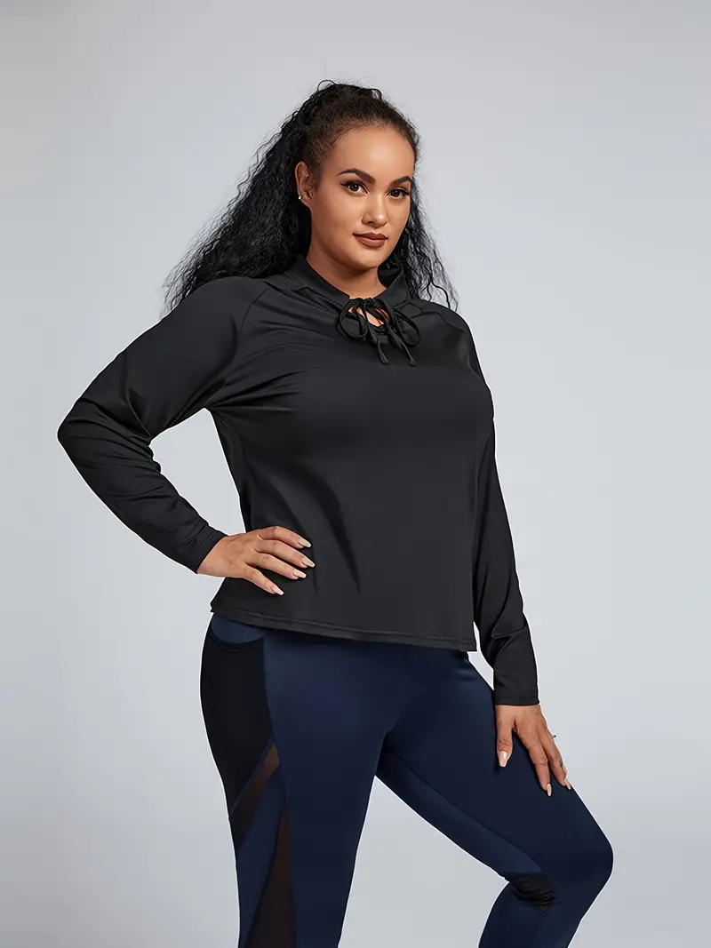 Plus Size Quick dry Drawstring Long Sleeve Breathable Sports - Temu