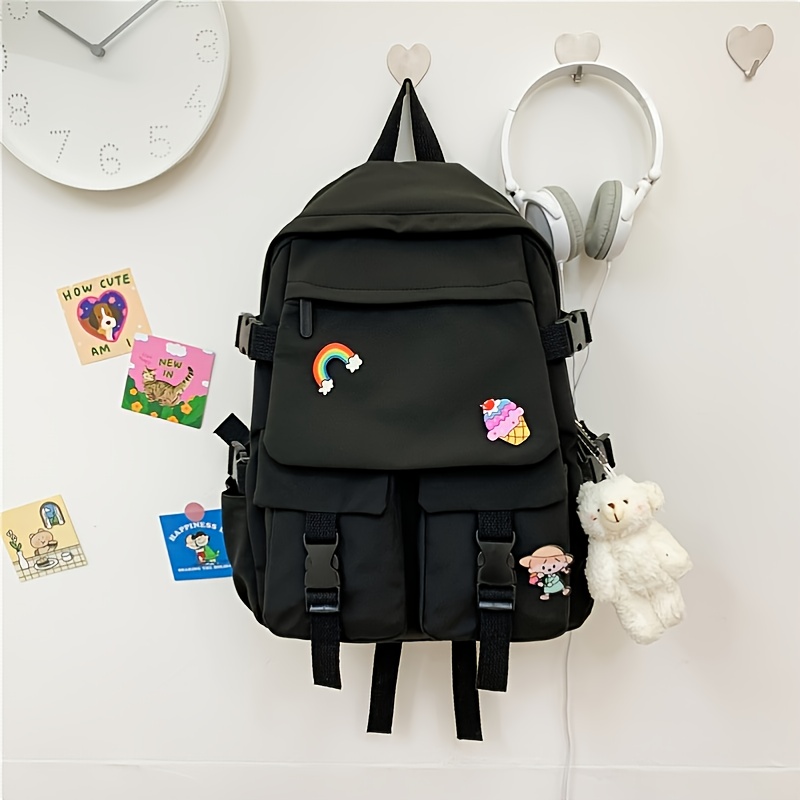 Release Buckle Decor School Bag