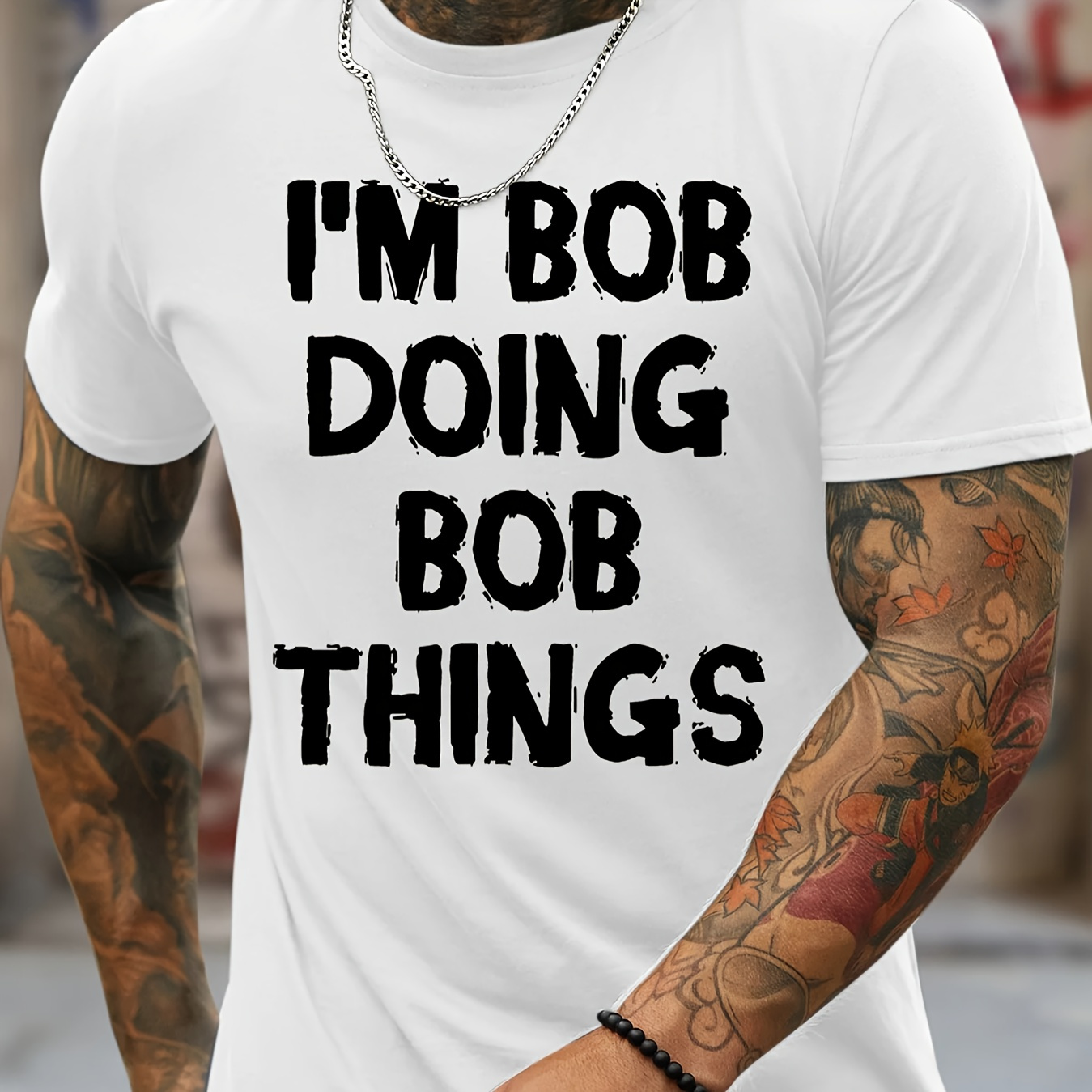 

I'm Bob Doing Bob Things Print Men's Crew Neck T-shirt, Short Sleeve Versatile Casual Summer Clothes