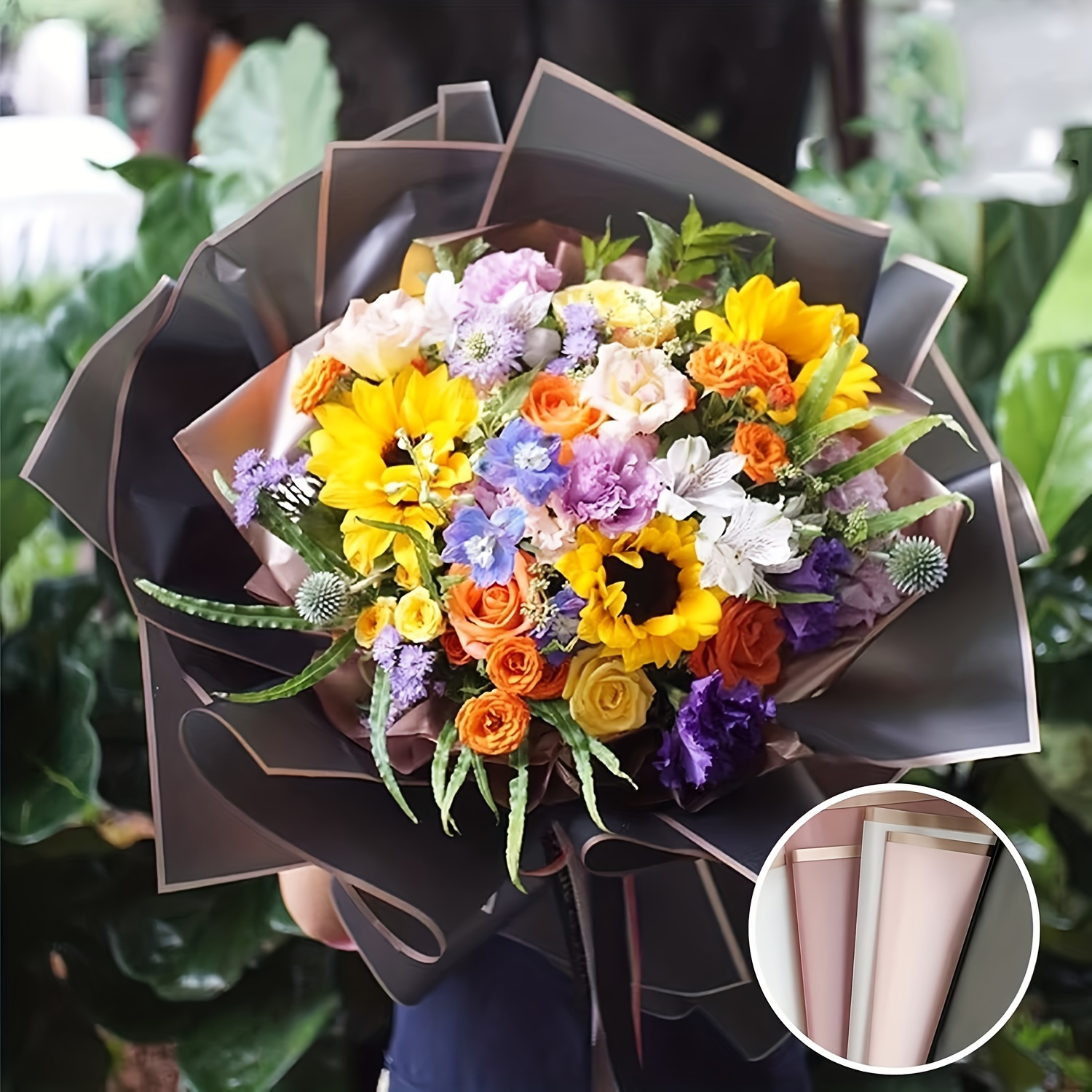 25 Fogli, Carta Da Regalo Per Fiori, Carta Per Bouquet Floreale Rosa Nero  Bianco, Carta Impermeabile