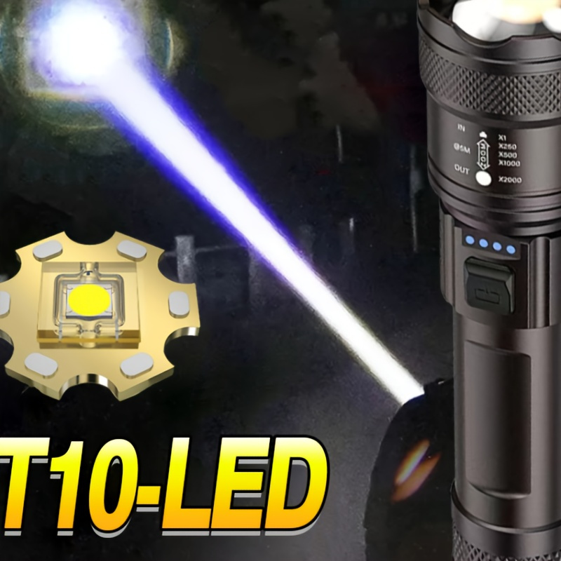 

Xhp50 Led Flashlight, Built In 18650 Battery, Rechargeable Torch, 3 Lighting Modes, Waterproof Usb Hunting Lantern, For Home, Outdoor, Camping, Hiking, Adventure Emergency Lighting