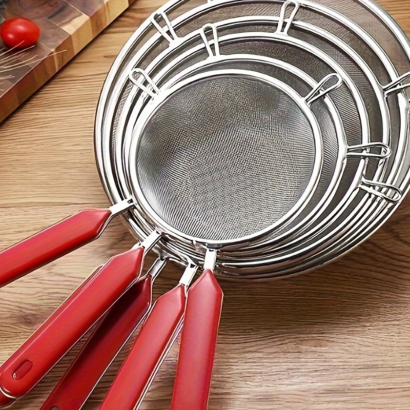 

Ergonomic Stainless Steel Mesh Strainer - Flour Sifter For Baking, Multipurpose Kitchen Sieve, Dishwasher Safe