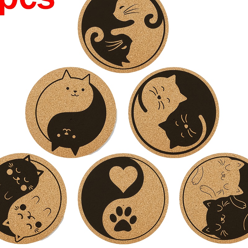 Funny Coasters For Drinks Absorbent, Cat Shaped Ceramic Coasters Set Of 4,  Unique Gift Ideas For Cat Lovers, Bar Dining Table Decor Housewarming Birth