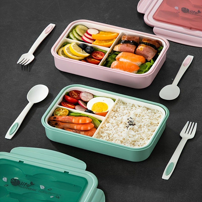 Lunch Box, With Cutlery Set, 3 Compartments Bento Box, Reusable Plastic  Food Container, Student Office Worker Indoor Outdoor Lunch Box, For Women  Men, Kitchen Accessories, Household Items - Temu