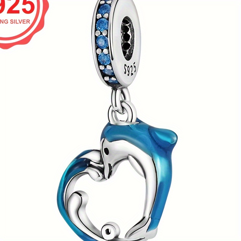 

1pc 925 Sterling Silver Diy Bracelet Dolphin Pendantcharms For Women Luxury Fashion Jewelry Gift
