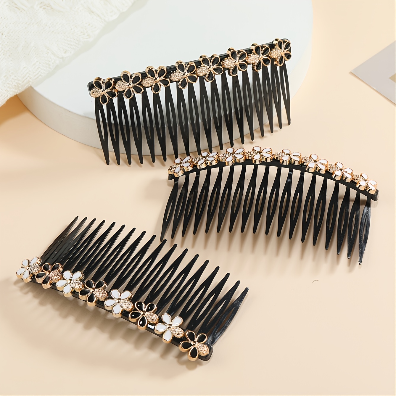 3PCS Side Combs Fashion Women Hairpins with Rhinestone, Pearl Hair Clip Barrettes, Hair Combs Hair Maker Bun Hair Accessories Headwear
