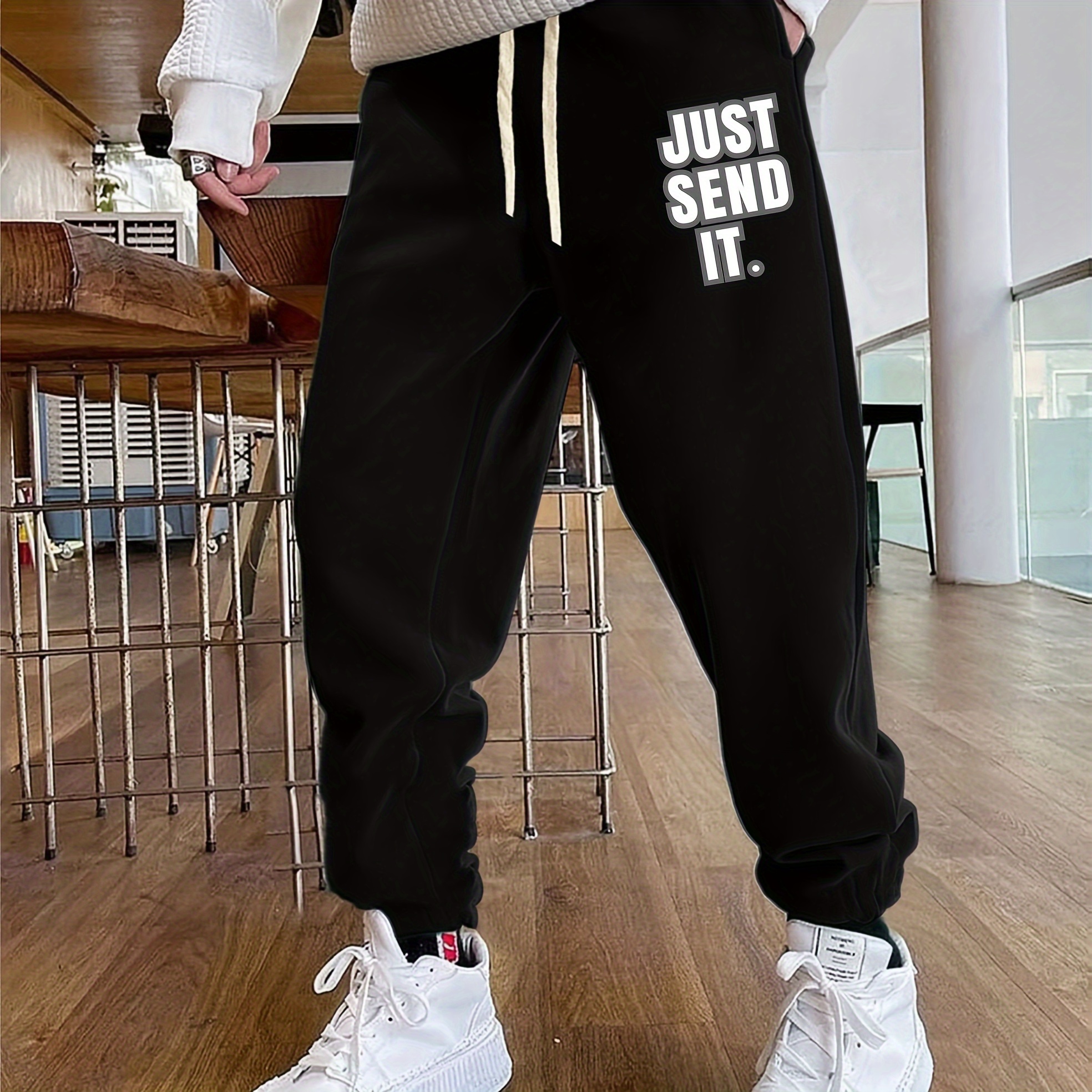 Send Pattern Men's Drawstring Sweatpants Pocket Casual Comfy - Temu