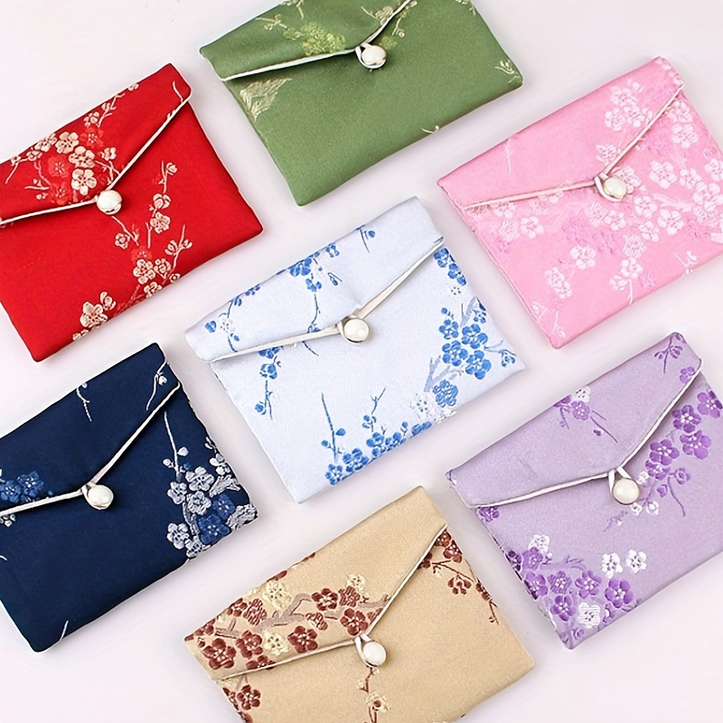 

14pcs - Jewelry Pouches - Chinese Brocade Embroidery With Pearl Button Closure - & Gift Bags For Elegant Jewellery Presentation - Small Business Supplies