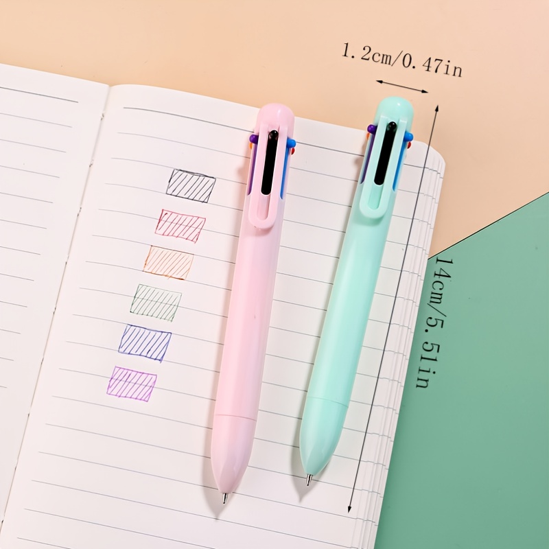 Random 1pc 6-Color Macaron Ballpoint Pens with 0.5mm Multi-Color Refills -  Perfect for Hand Ledger Writing