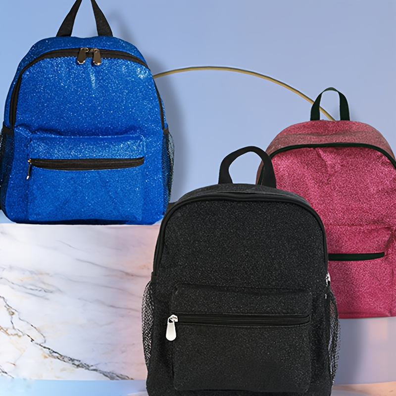 

Glitter Solid Color Backpack For Daily Travel, Men's Casual Backpack, Multi-functional Storage Shoulder Backpack