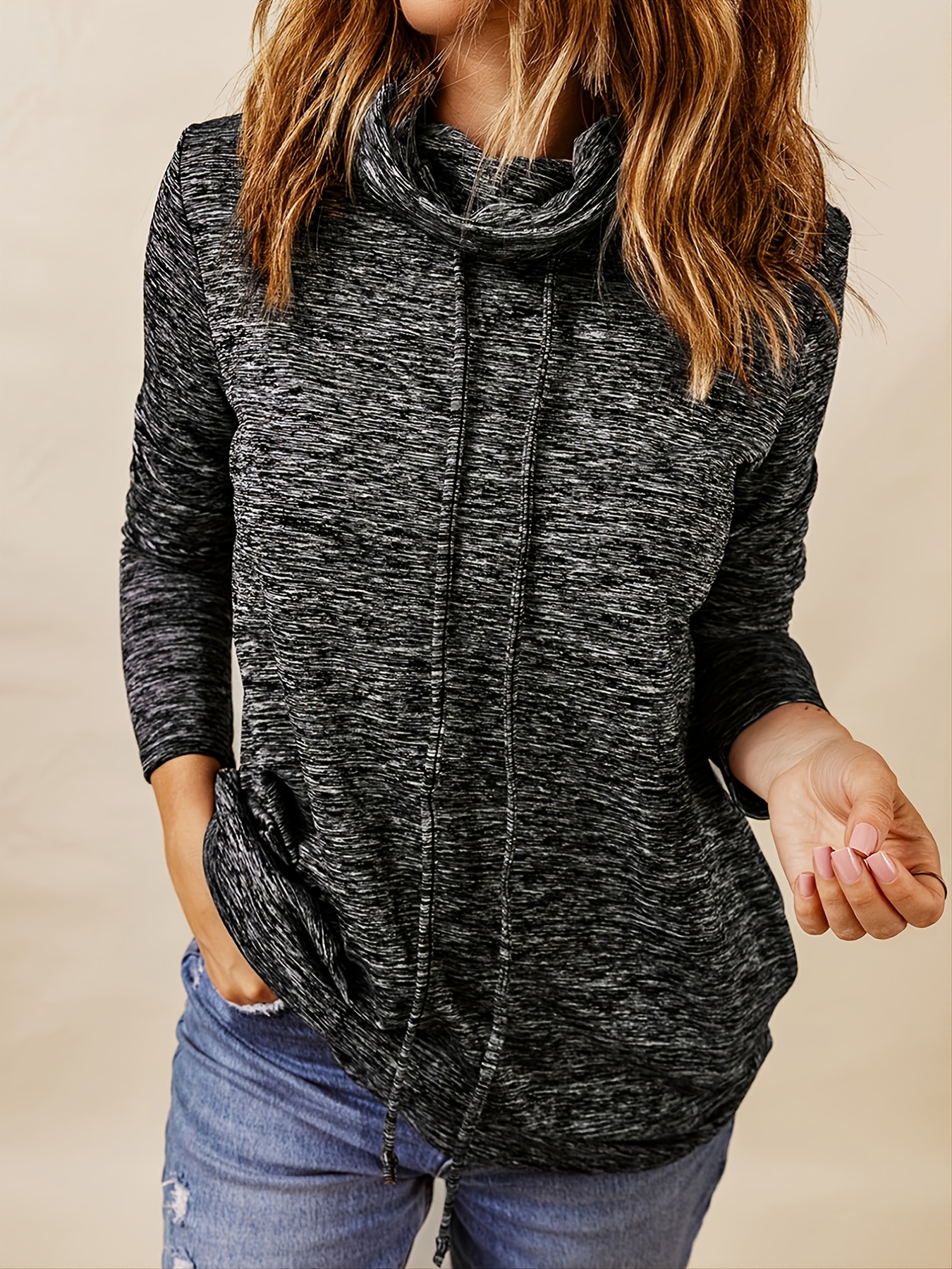 Oversized drawstring cowl 2025 neck sweatshirt