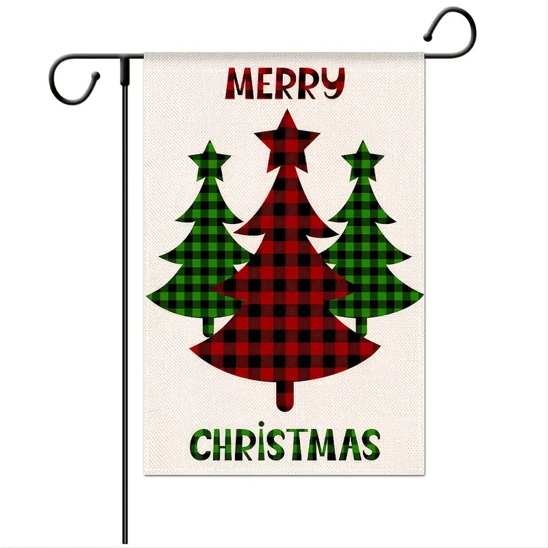 1pc 12 18in Novelty Decorative Christmas Garden Flag Outdoor Letter Christmas Decoration Rectangular Yard Flag Without Metal Fittings