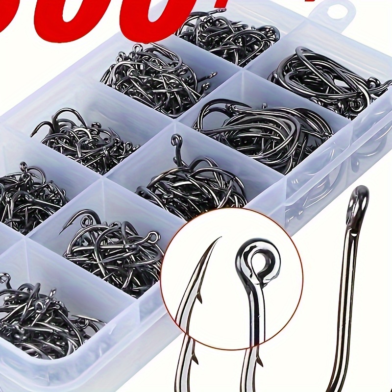 

100/500pcs Strong Carbon Steel Fishing Hooks, Sharp Circle Single Hooks With Barb, Fishing Accessories, No. 3-12