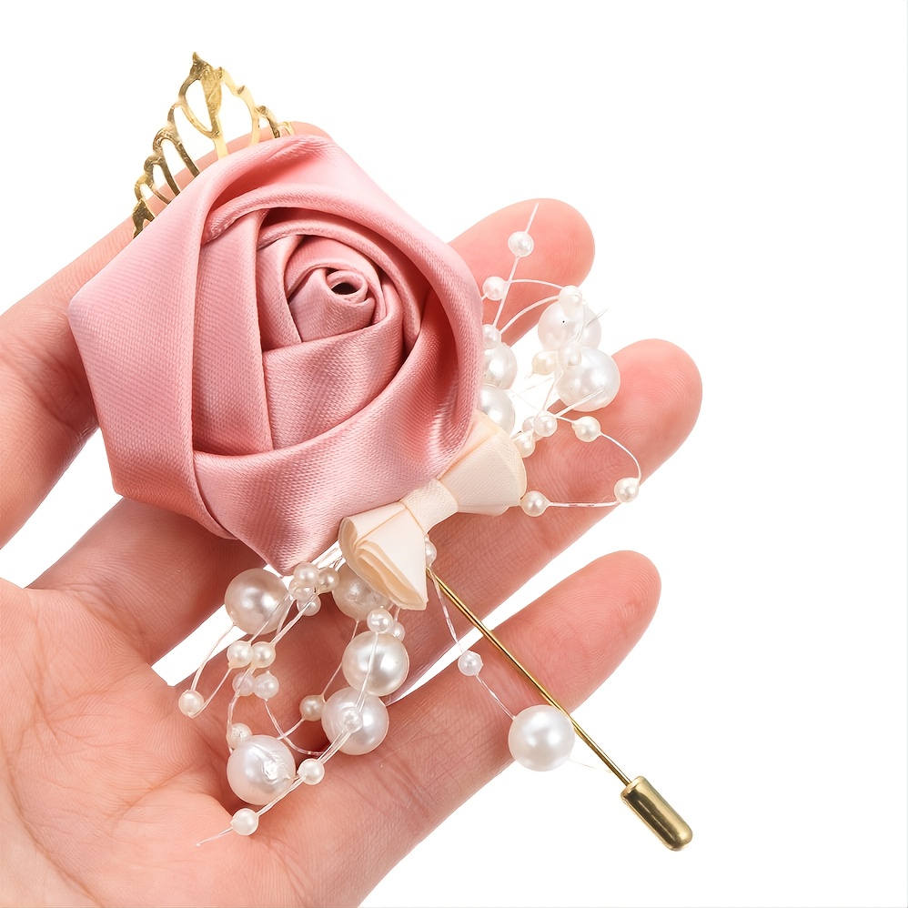 1PC Artificial Corsage Flower Women Bride Brooch Boutonniere