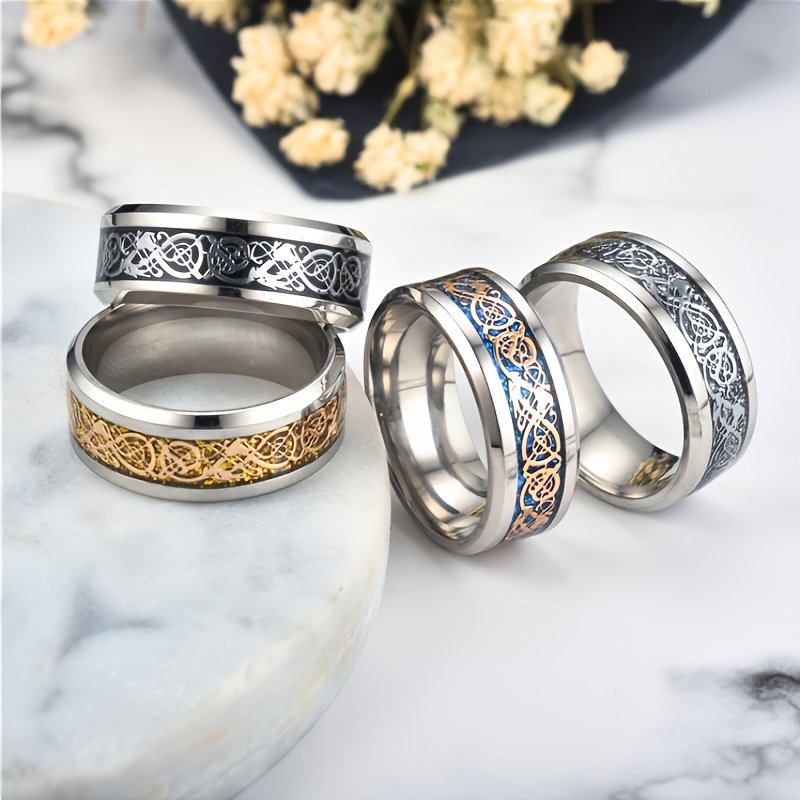 Men's Stylish Dragon Pattern Stainless Steel Ring
