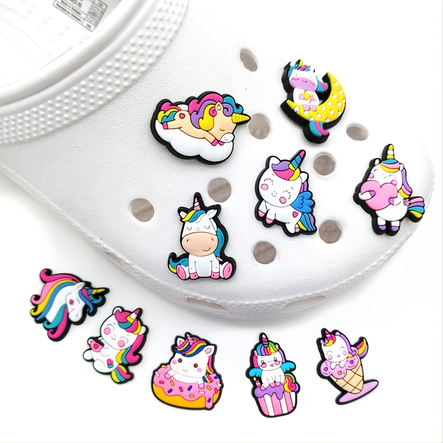 10pcs Crocs Jibbitz Cute Cartoon Unicorn Style Shoe Charms Decoration