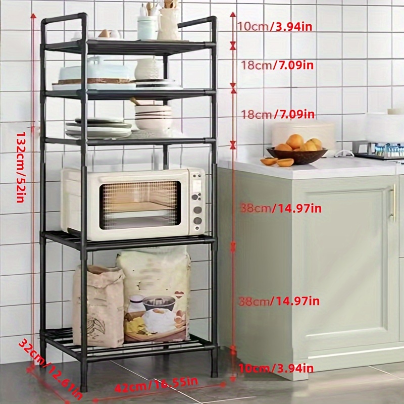 1pc Kitchen Rack Small Cart, Floor Multi-Layer Household Storage Rack  Toilet Rack Microwave Oven Rack Flower Rack (PP+Toasted Paint Carbon Steel  Tube)