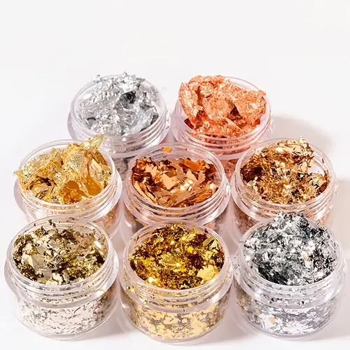 Gold Foil For Nails Iridescent Aluminum Luxury Alloy Paper Nail Stickers  Decoration Accesorios Set Glitter Flakes