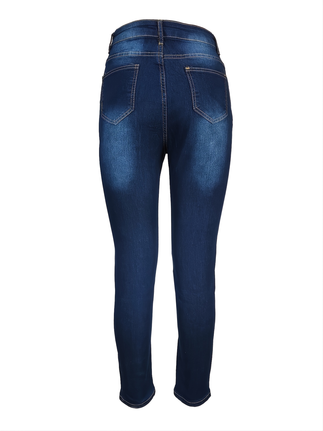 High Curvy Skinny Jeans Light Blue Long Plicated Legs - Temu Italy
