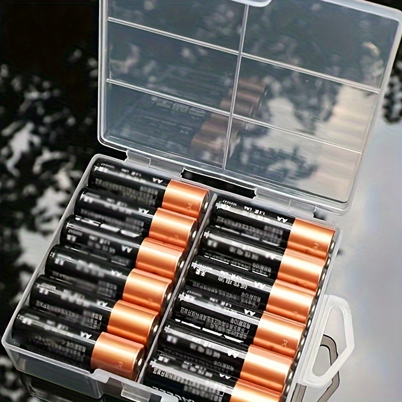 

Aa/aaa Battery Storage Box Transparent Battery Storage Box Can Hold 24pcs Aa Batteries Or 24pcs Aaa Batteries