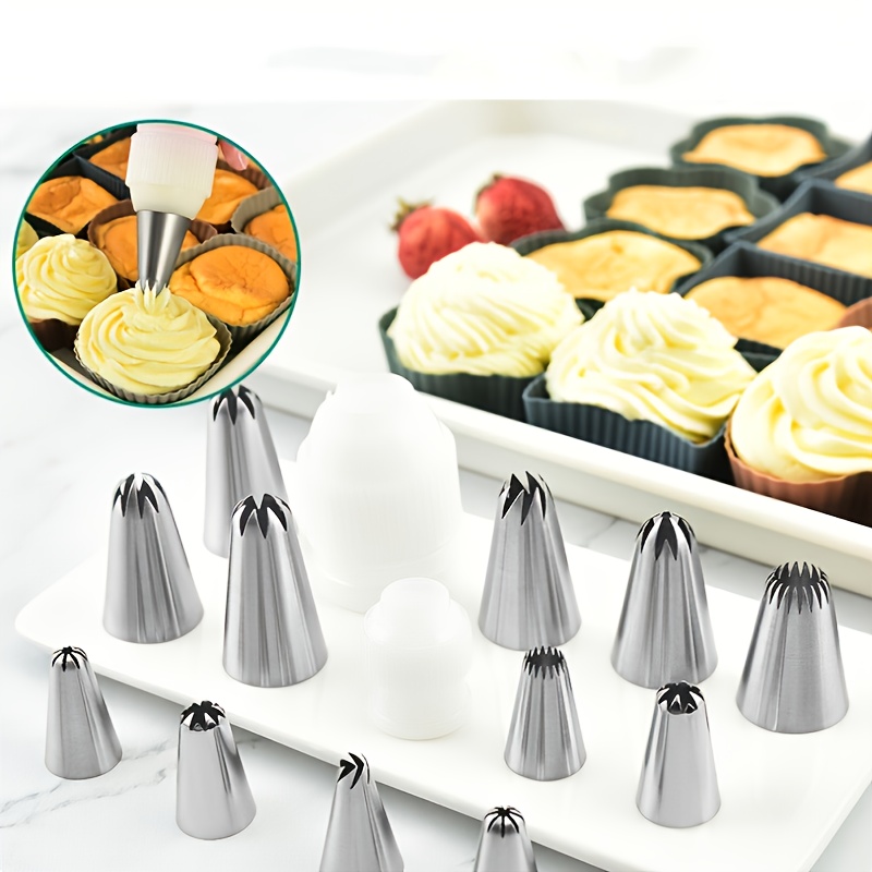 24pcs Silicone Molds Cupcake and Dessert Decorating Pen with Piping Tips,  Reusable Non-Stick Cupcake Mold for Kitchen Baking(Silicone Cake Molds)