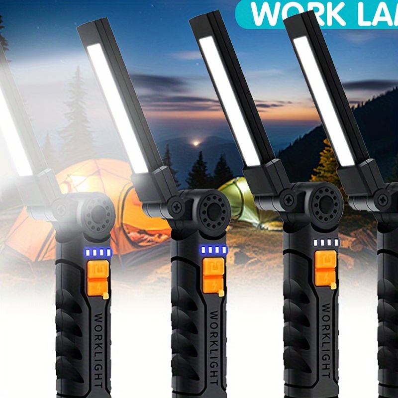 

4pcs Emergency Rechargeable Flashlight, Adjustable Angle & Magnetic Base Work Lamp, Abs Material Fishing Handheld For Bedroom, Studying, Supermarket, Hotel, Travel, Camp, 4 - Night Lighting