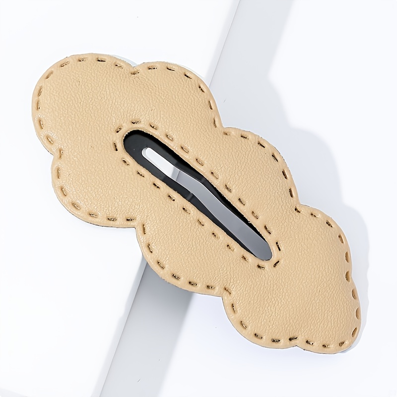 PU Leather Cloud Hair Clip Women's Solid Cartoon Hair Clip
