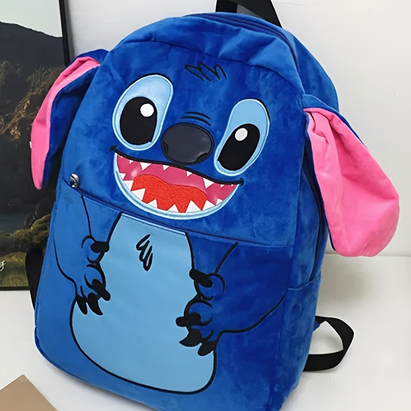 

1pc Stitch 3d Polyester Backpack, Cute Plush Cartoon Shoulder Bag With Adjustable Straps, Lightweight Zipper Closure Schoolbag For Students