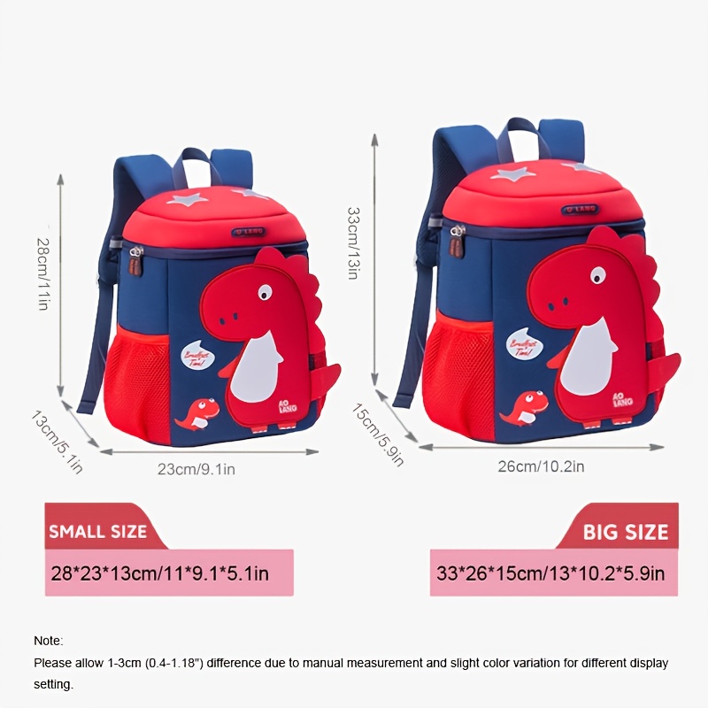 Dinosaur School Bag Cartoon Backpack Large Capacity Adjustable