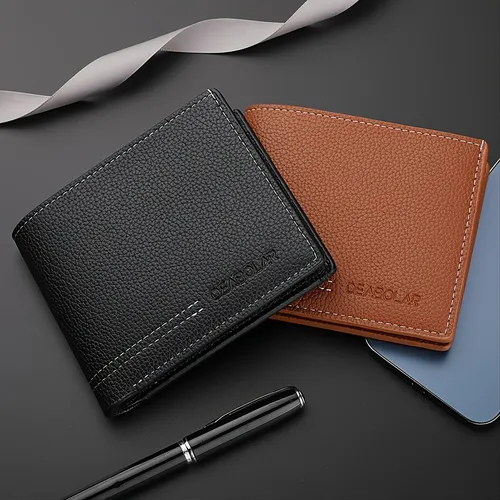 1pc Mens Leather Business Wallet - Temu