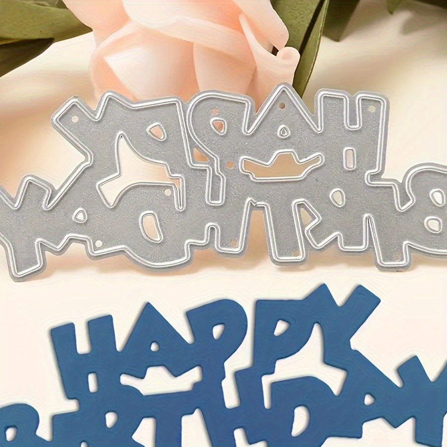 

1pc Classic Birthday Letter Die Set For Diy Card Making, Silvery Grey Metal, Crafting, Personalized Birthday Greetings