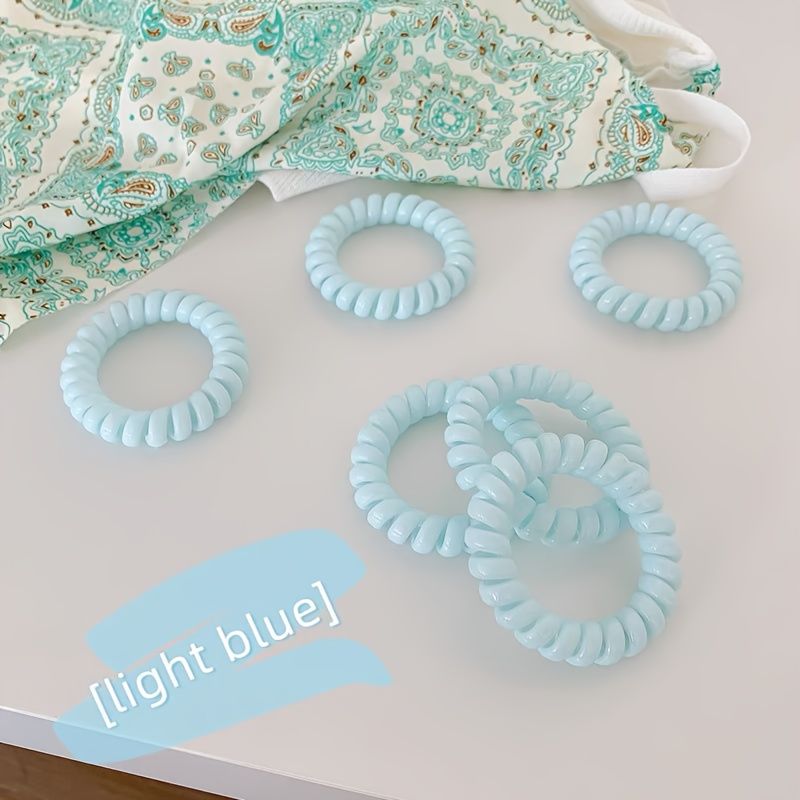 Sky Blue Telephone Cord Hair Ring Female Net Red Seamless Head Rope Simple  Hair Rope Does Not Hurt Hair Rubber Band Hair Accessories Leather Case -  Beauty & Personal Care - Temu