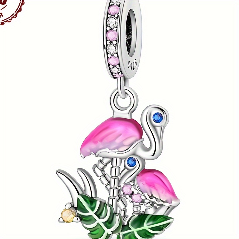 

925 Sterling Elegant Style Flamingo Pendant Charms Fit Bracelets Necklace Women Diy Jewelry Gift