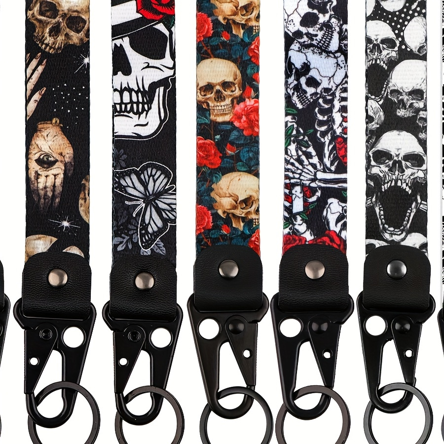 

Dmlsky Skull-themed Polyester Lanyard Keychain With Ring, Cute -inspired Accessory Gift - 1pc