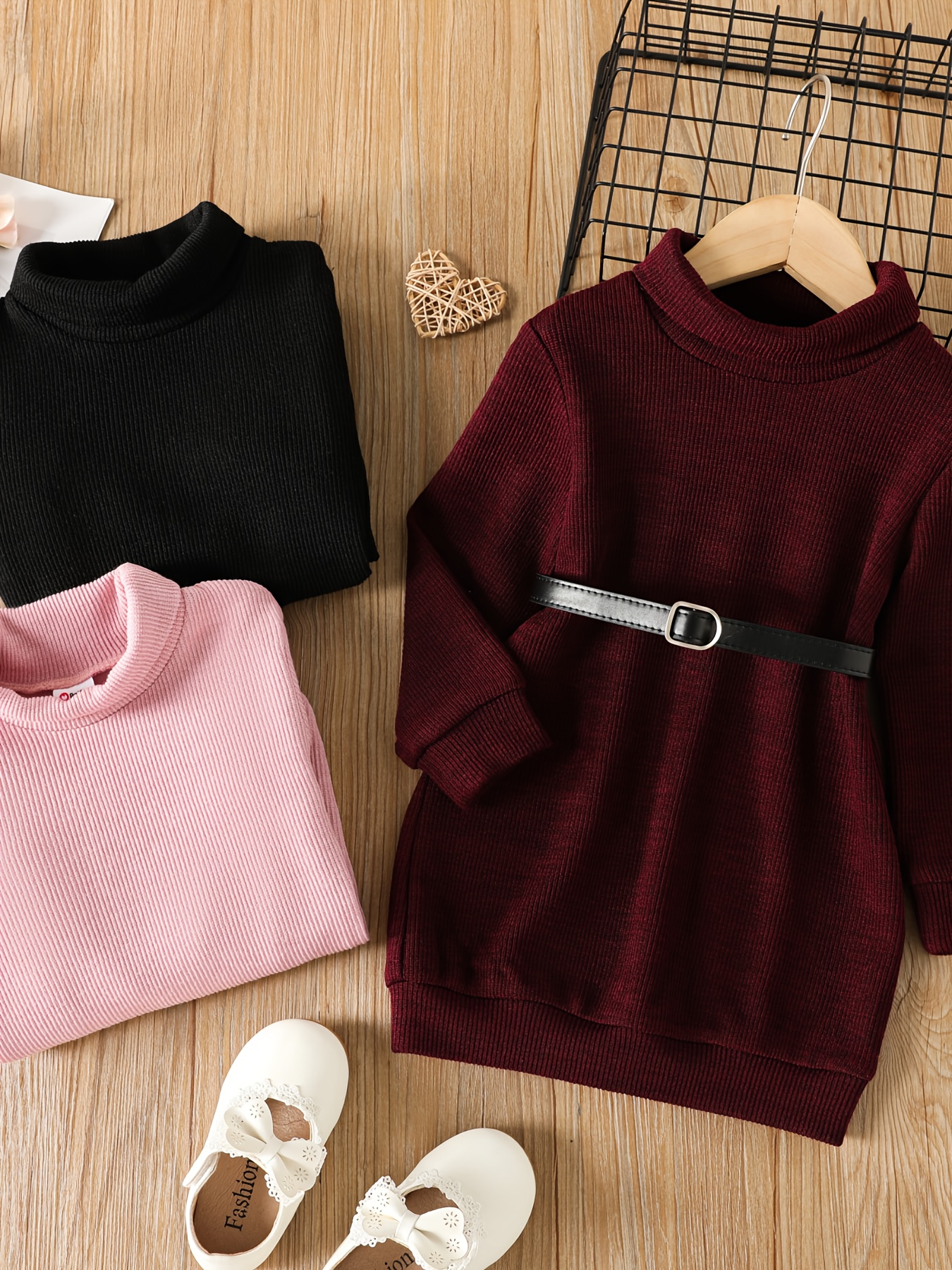 Spring and autumn children's clothes High neck Ribbed long sleeve