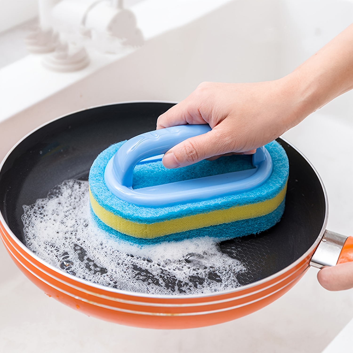 1pc Bathtub Brush, Sponge Tile Brush, Kitchen Cookware Cleaning Brush,  Sponge Scrubber