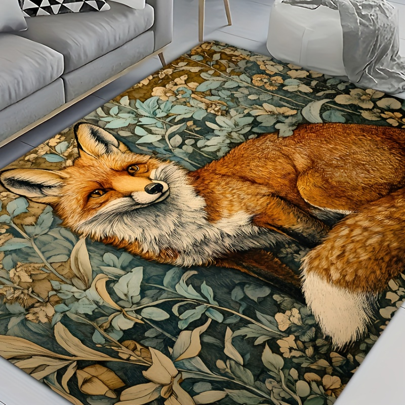 

Cozy Autumn Fox Pattern Area Rug - Soft, , Non-slip Bath Mat For Home Decor | Living Room, Bedroom, Laundry | Machine Washable Polyester Carpet