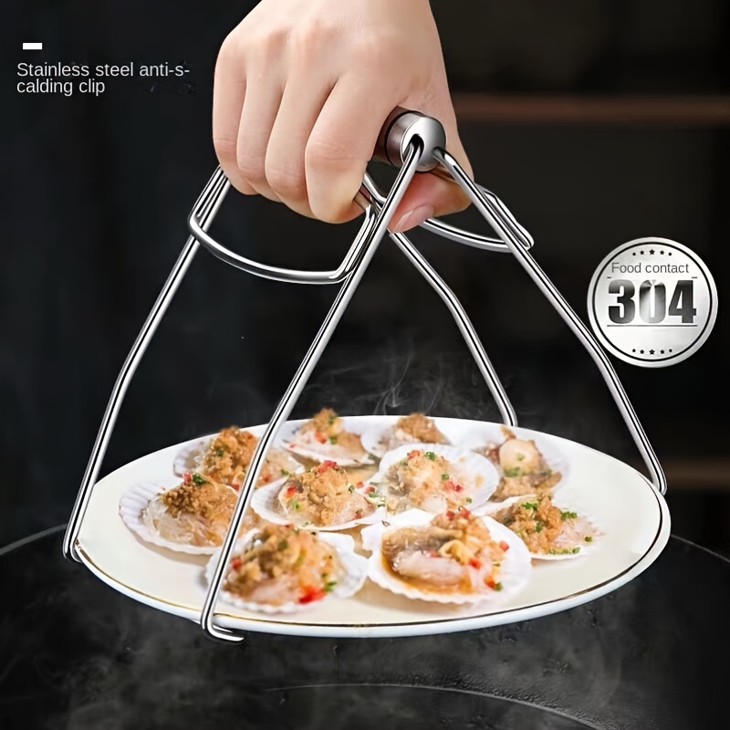 SPTECHMAKE Stainless Steel Anti-Scalding Dish Plate Gripper Clips Tongs  Clamp Holder for Moving Hot Plate or Bowls with Food Out from Instant Pot