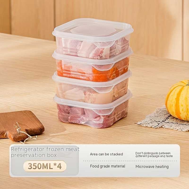 1pc Transparent Four Grid Refrigerator Large Capacity Storage Box Frozen  Meat Compartment Food Sub-packed Kitchen Tools