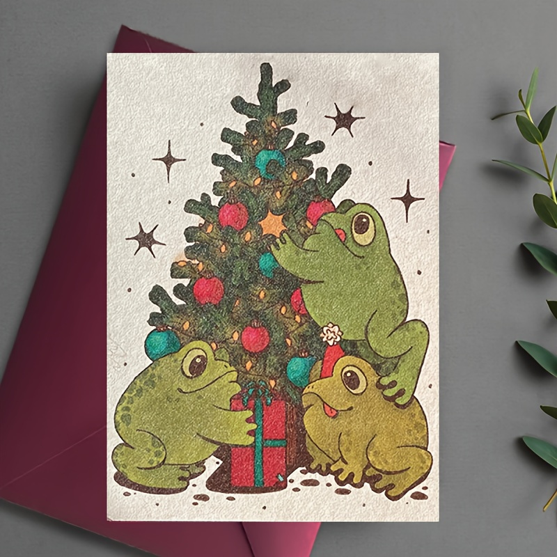 

Holiday , Frog Christmas Card - Family & Friends, Unique Holiday Greeting With