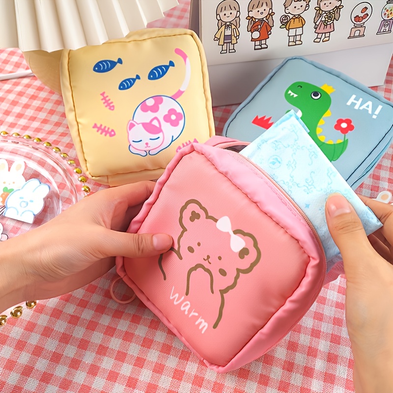 Korean Cute Bear Large Capacity Sanitary Napkin Storage Bags Girls Cartoon  Physiological Period Tampon Organiser Bag Mini Bag - Storage Bags -  AliExpress